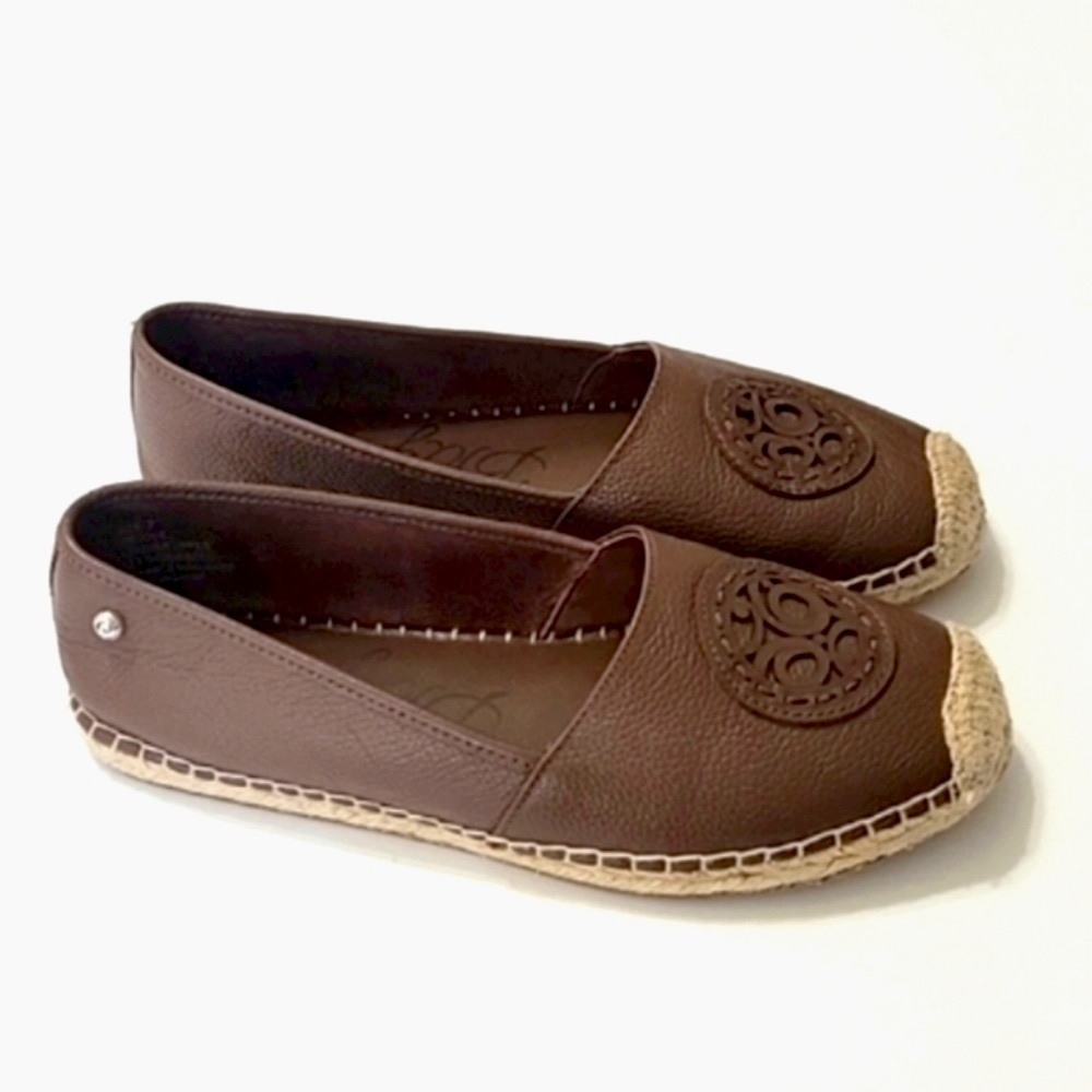Brighton Groove brown Leather slip-on espadrille women's size 7